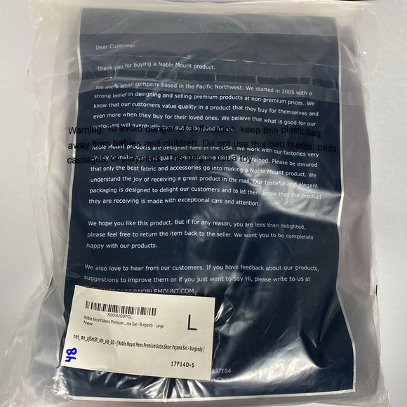 Noble Mount Men's Satin Pajama Set in Burgundy size Large - Picture 4 of 8